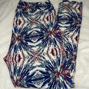 Tc LulaRoe Leggings red white and blue EUC